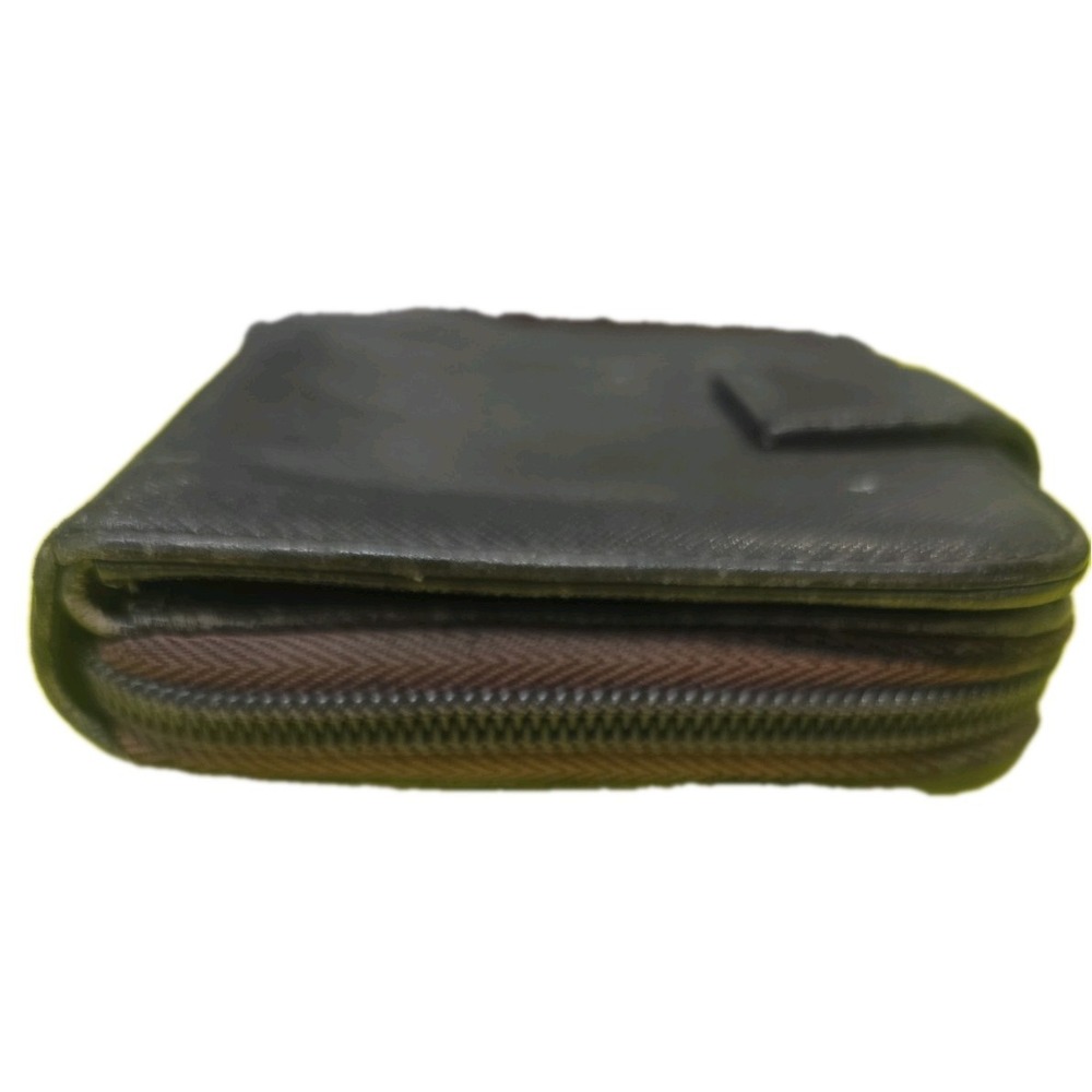 Prada Saffiano Leather Bifold Zip Coin Wallet Brown Triangle Logo Made Italy - Picture 10 of 16